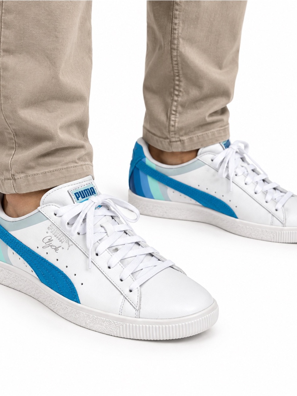 PUMA Clyde x Pink Dolphin Collaboration White & French Blue Sneakers Men’s 11